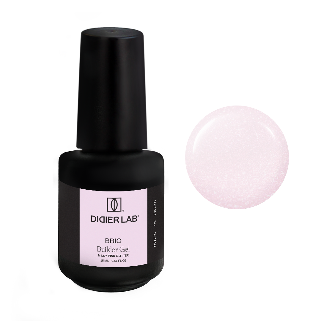 Builder Gel BBIO, Didier Lab, Milky Pink Glitter, HEMA and TPO free, 15ml