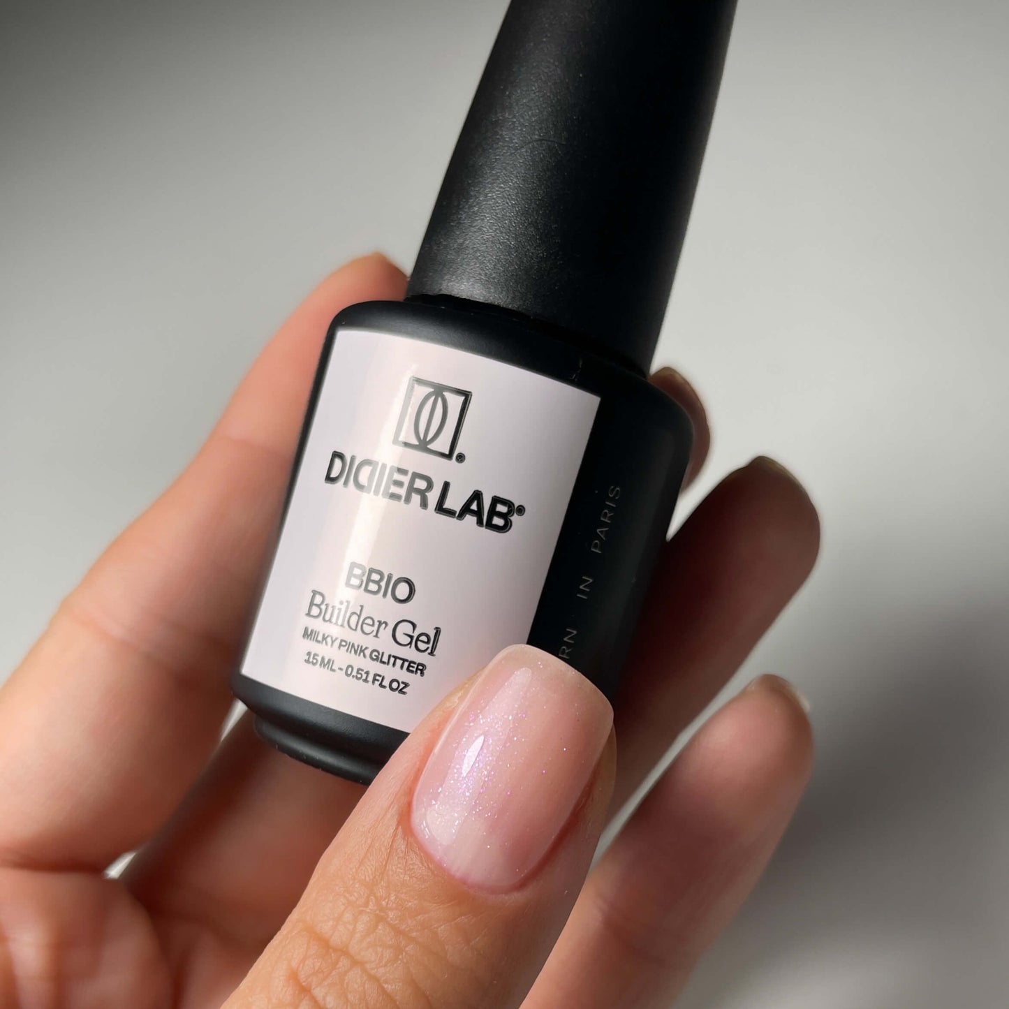 Builder Gel BBIO "Didier Lab", Milky Pink Glitter, HEMA and TPO free, 15ml