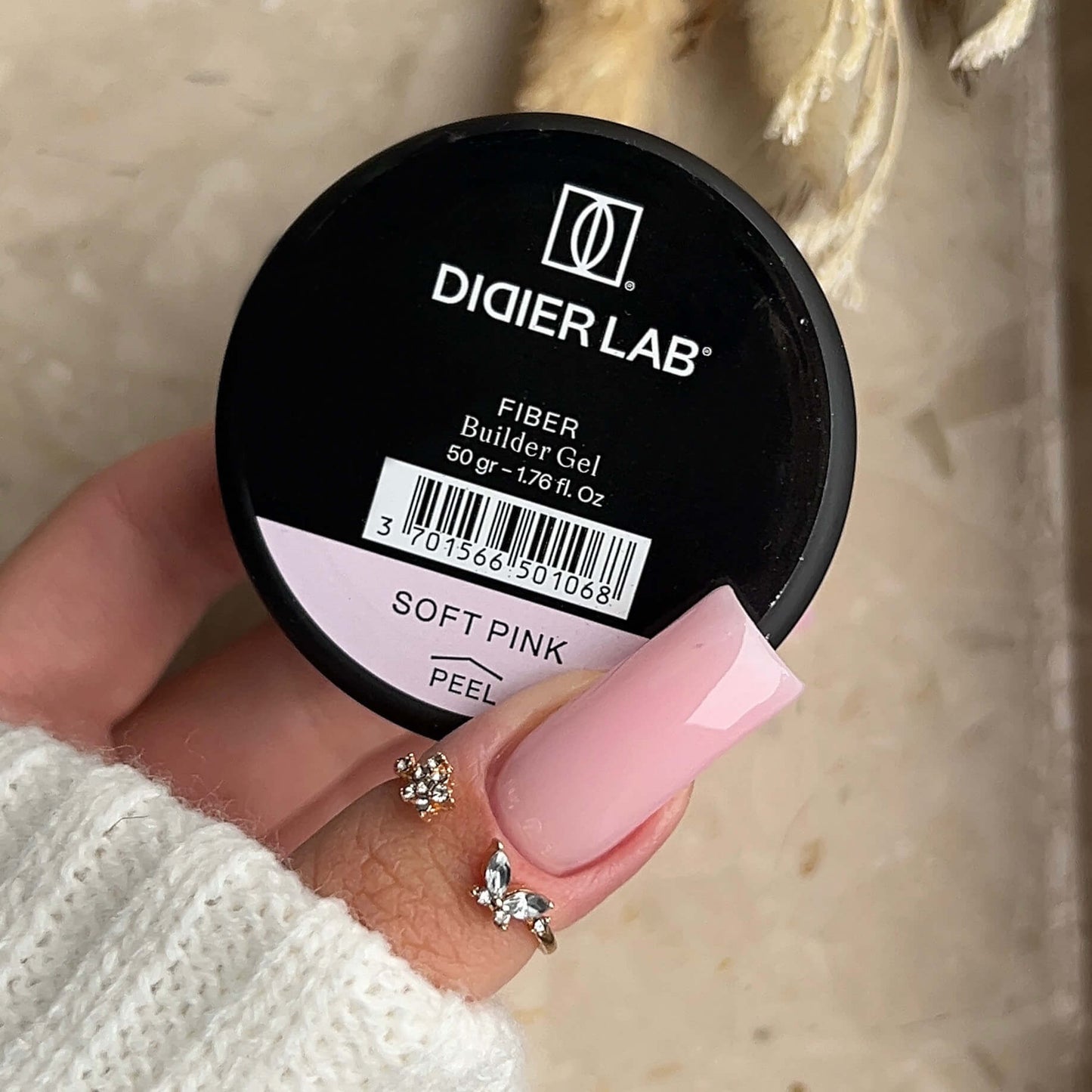 Fiber Builder Gel Didier Lab, Soft Pink, HEMA and TPO free, 50g