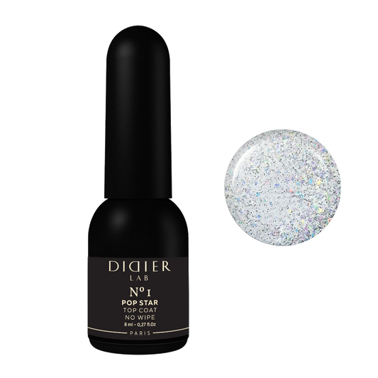 Gel Polish Top Coat No Wipe, Didier Lab, Pop Star No. 1, HEMA and TPO free