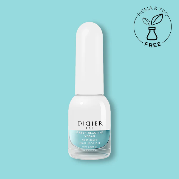 Green Reactive Vegan Nail Polish, Didier Lab, Coat Azure, HEMA and TPO free, 10 ml