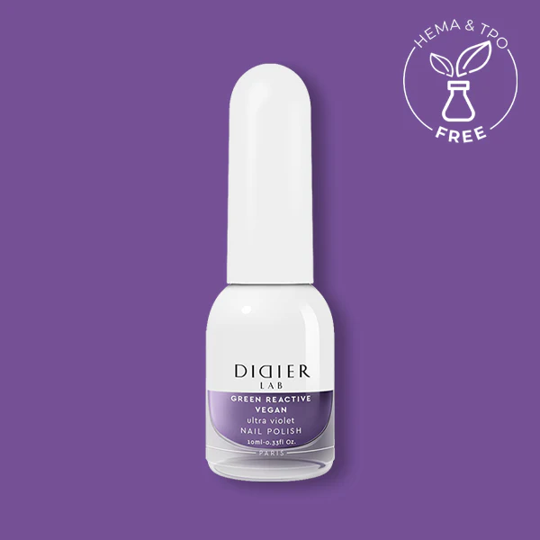 Green Reactive Vegan Nail Polish, Didier Lab, Ultra Violet, HEMA and TPO free, 10 ml