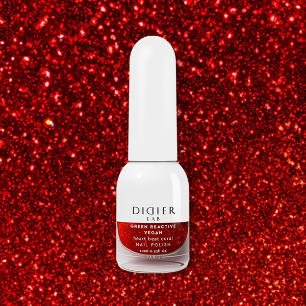Green Reactive Vegan Nail Polish, Didier Lab, Heart Beat Coral, 10 ml