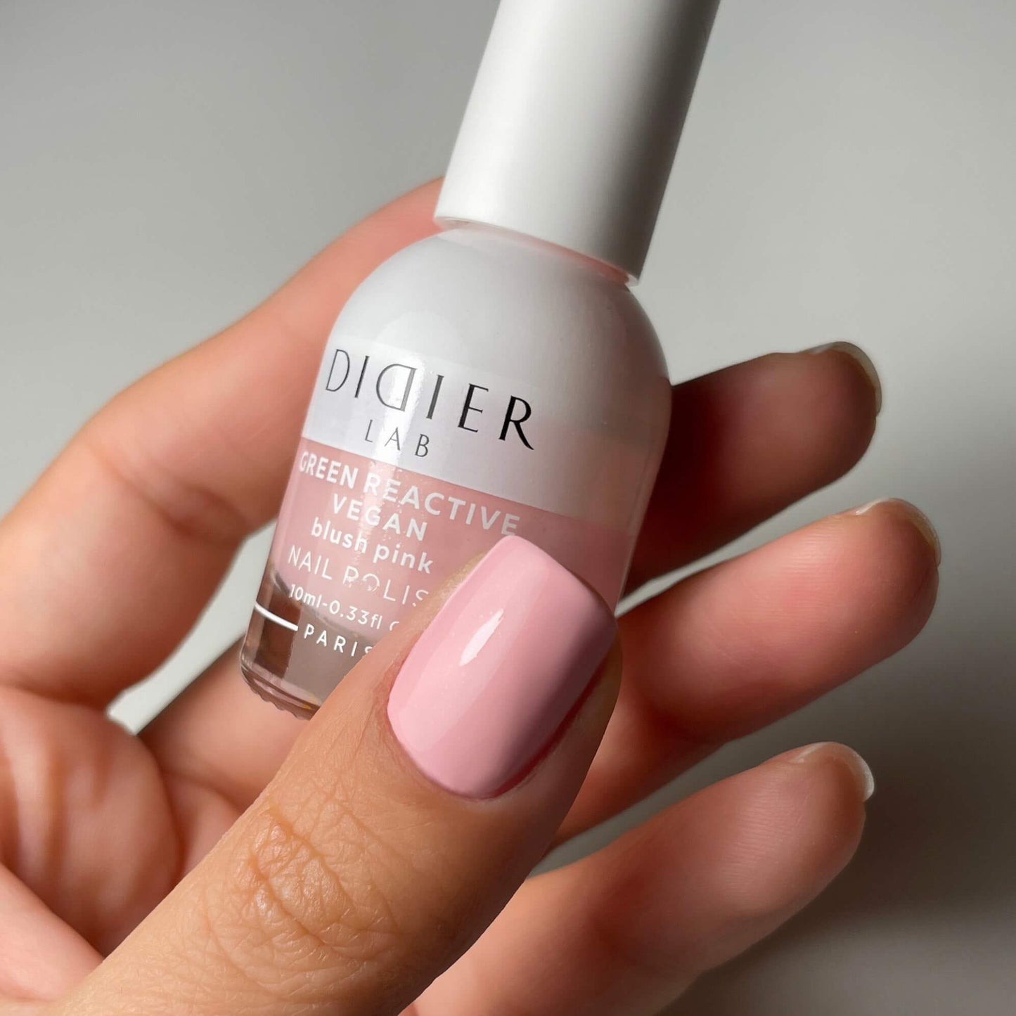 Green Reactive Vegan Nail Polish, Didier Lab, Blush Pink, HEMA and TPO free, 10 ml