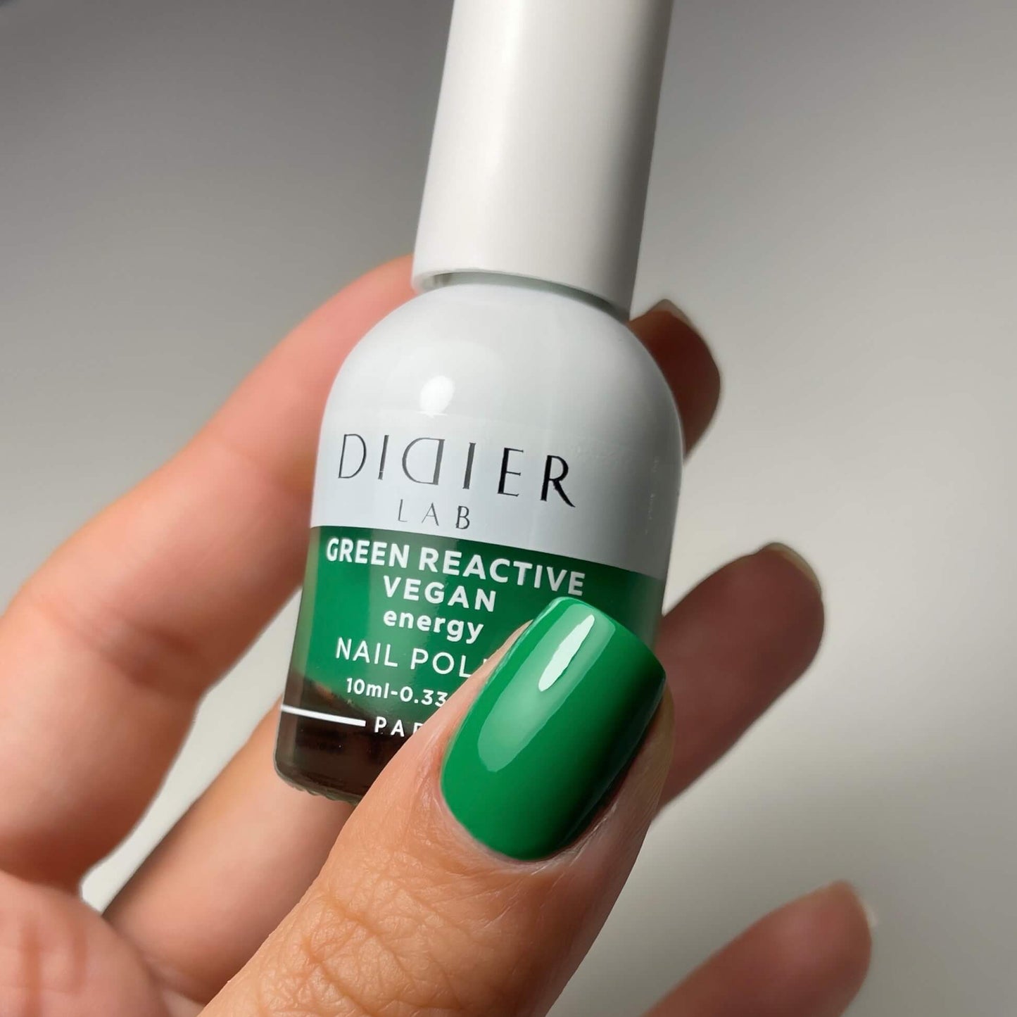 Green Reactive Vegan Nail Polish, Didier Lab, Energy, HEMA and TPO free, 10 ml