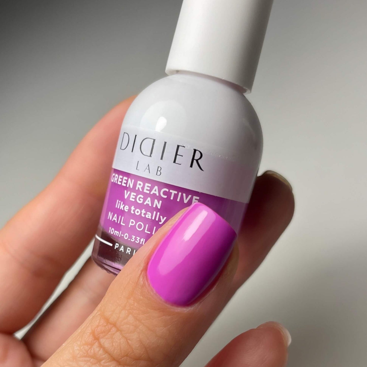 Green Reactive Vegan Nail Polish, Didier Lab, Like Totally, HEMA and TPO free, 10 ml