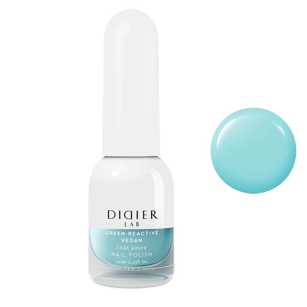 Green Reactive Vegan Nail Polish, Didier Lab, Coat Azure, HEMA and TPO free, 10 ml