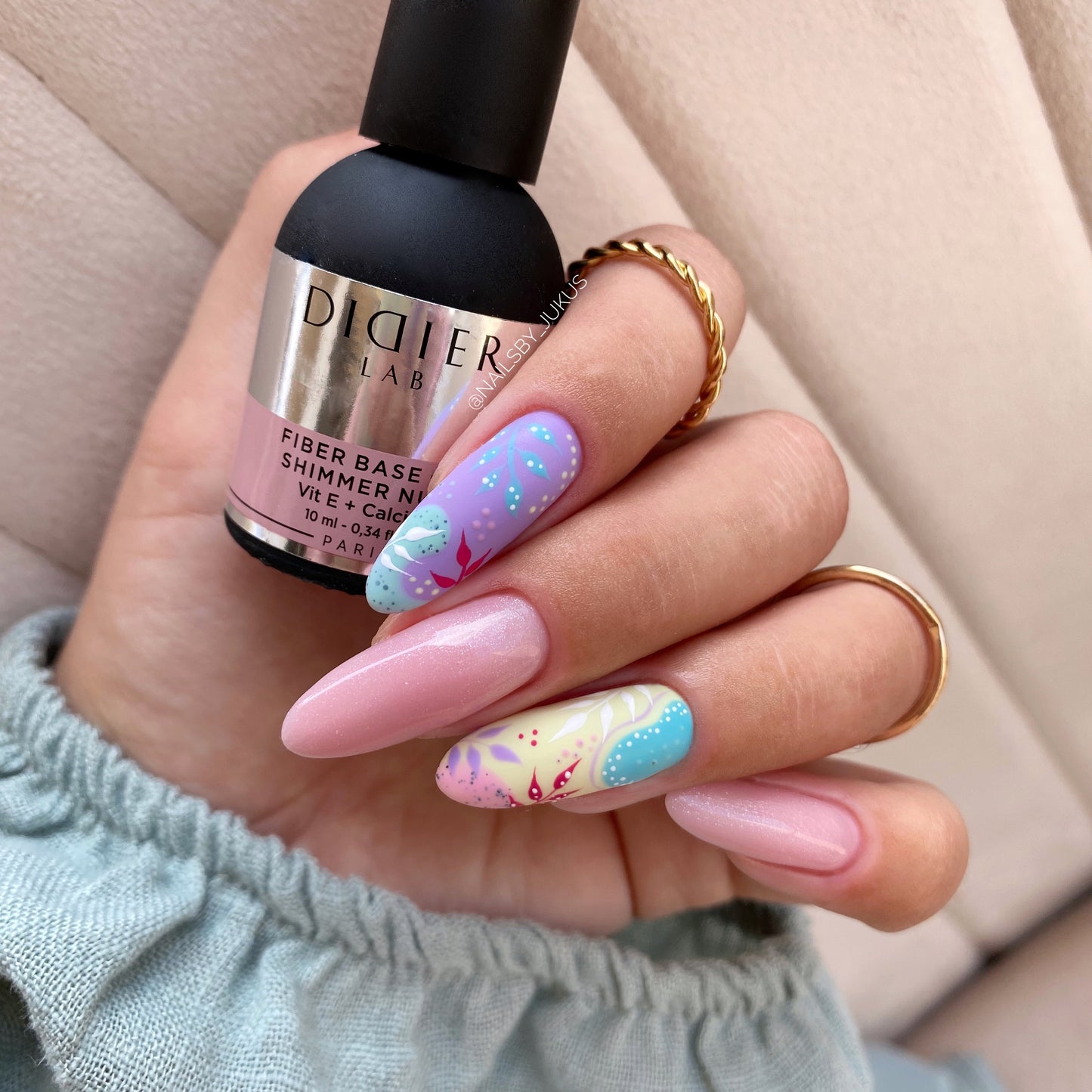 Fiber Base Coat, Didier Lab, Shimmer Nude, HEMA and TPO Free, 10 ml