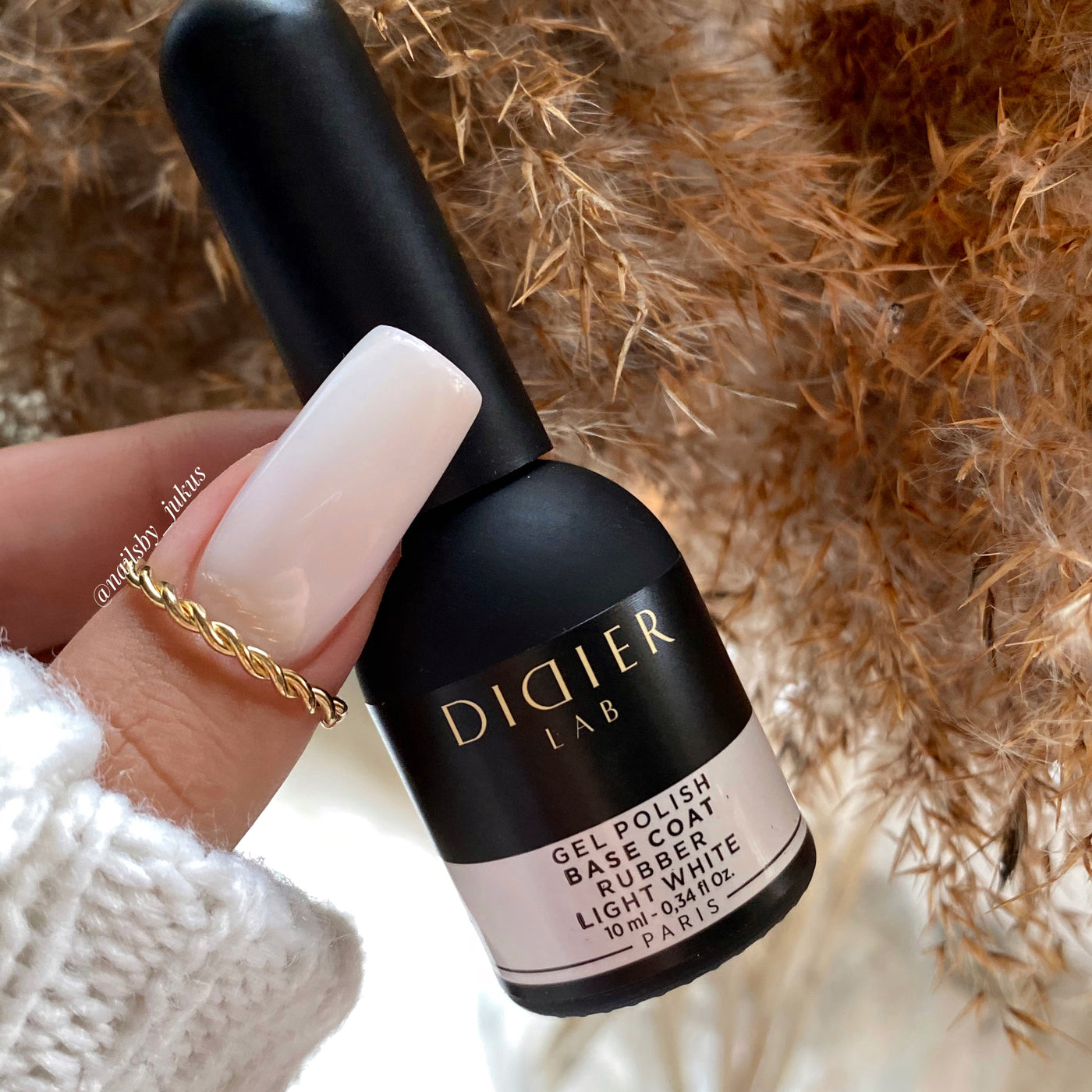 Gel Polish Rubber Base Coat, Didier Lab, Light White, HEMA and TPO Free, 10 ml