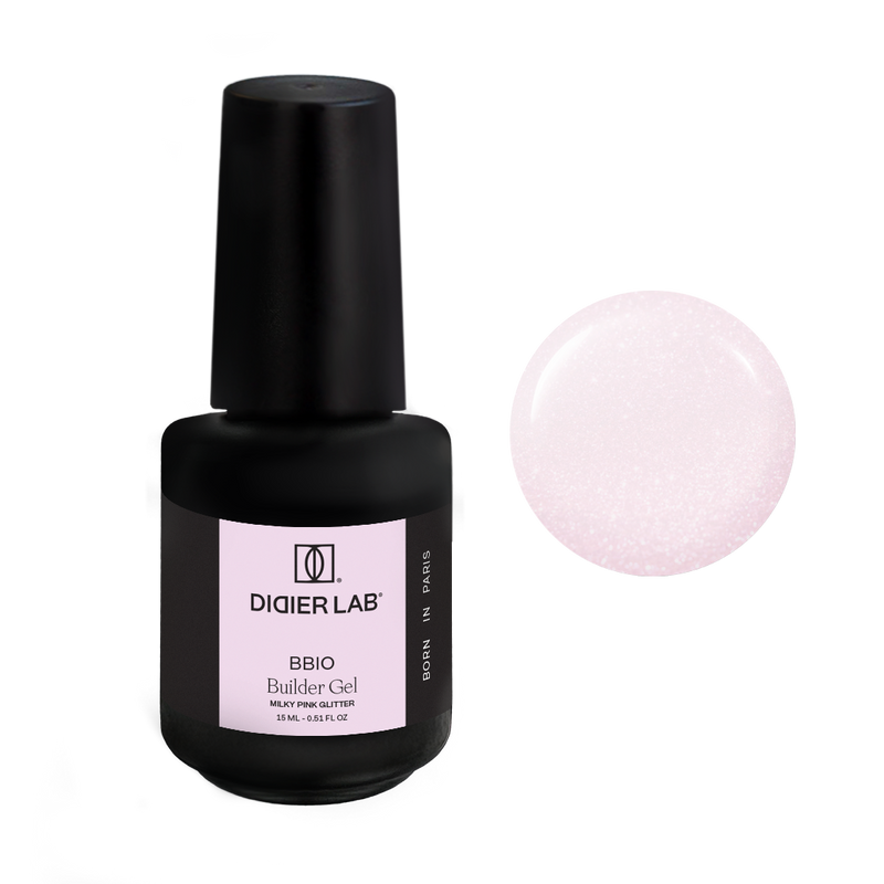 Builder Gel BBIO "Didier Lab", Milky Pink Glitter, 15ml