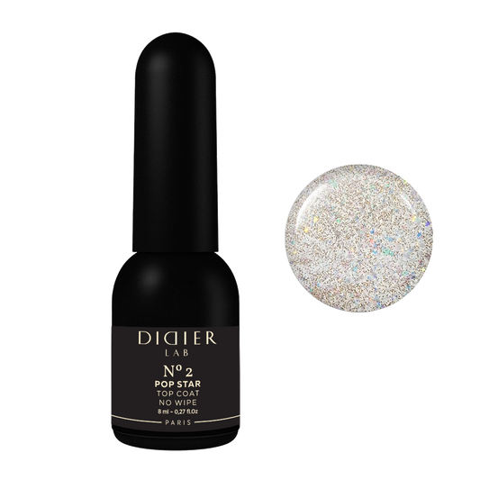 Gel Polish Top Coat No Wipe, Didier Lab, Pop Star No. 2, HEMA and TPO free