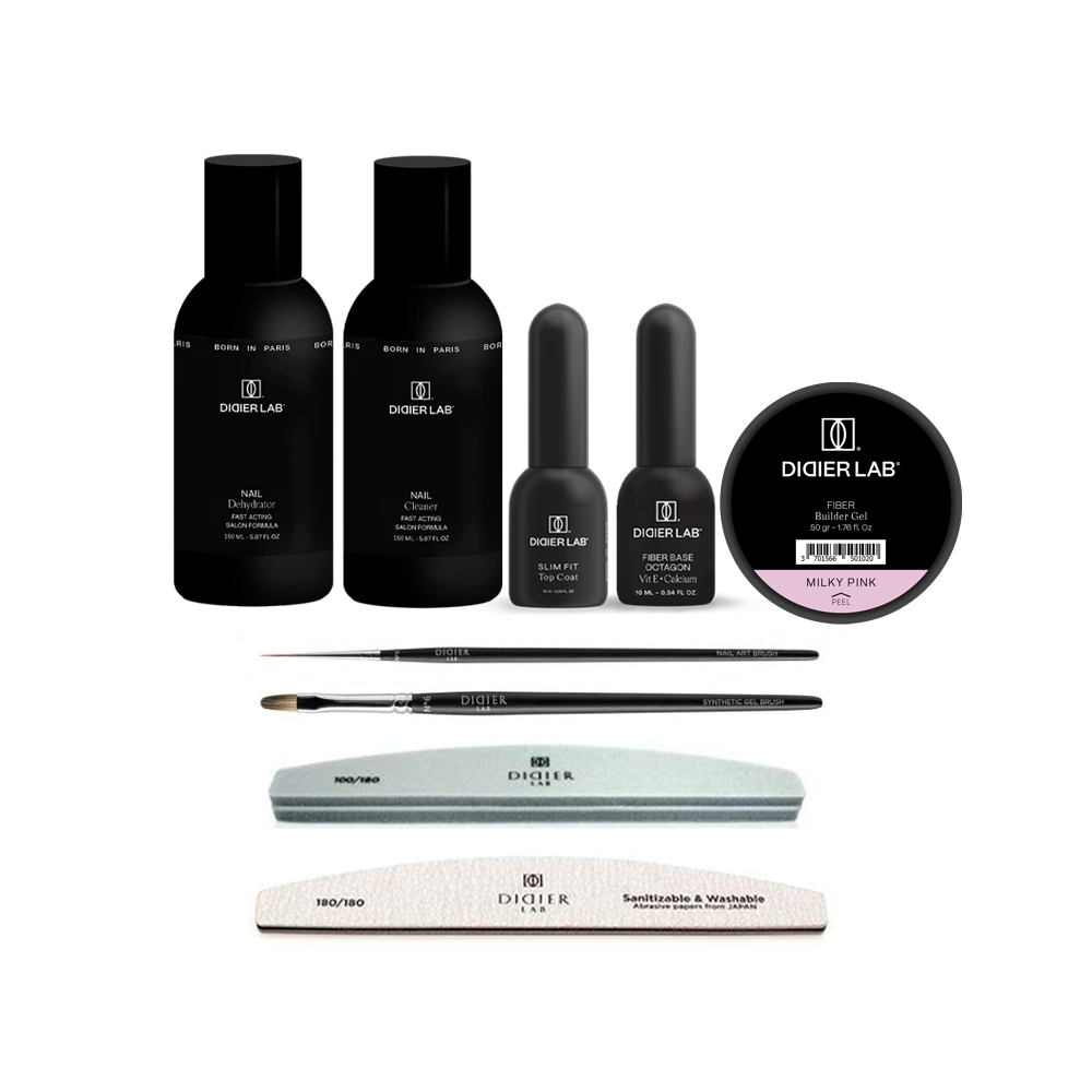 Fiber Builder Gel Set for Strong and Long Nails – Milky Pink, Didier Lab