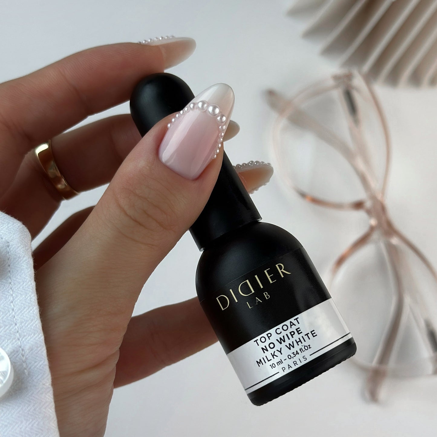 Top Coat No Wipe, Didier Lab, Milky White, 8ml