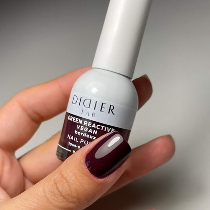 Green Reactive Vegan Nail Polish, Didier Lab, Bordeux, HEMA and TPO free, 10 ml