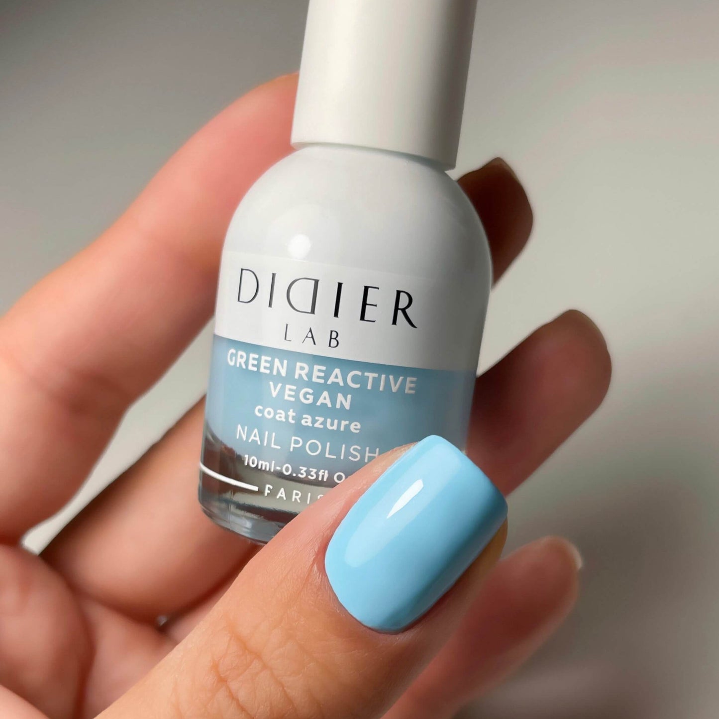 Green Reactive Vegan Nail Polish, Didier Lab, Coat Azure, HEMA and TPO free, 10 ml