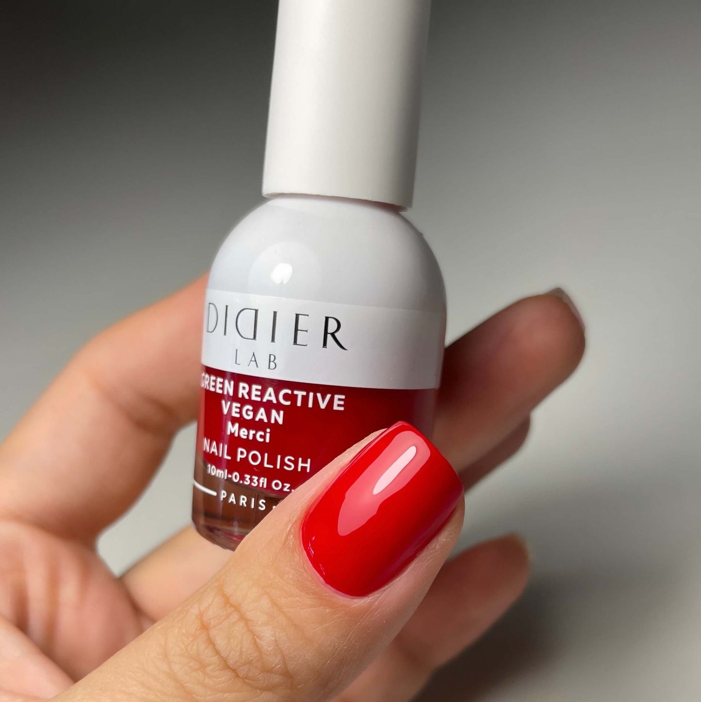 Green Reactive Vegan Nail Polish, Didier Lab, Merci, HEMA and TPO free, 10 ml