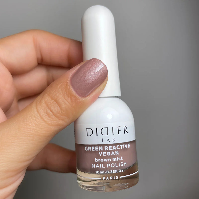 Green Reactive Vegan Nail Polish, Didier Lab, Brown Mist, 10 ml