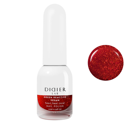 Green Reactive Vegan Nail Polish, Didier Lab, Heart Beat Coral, 10 ml