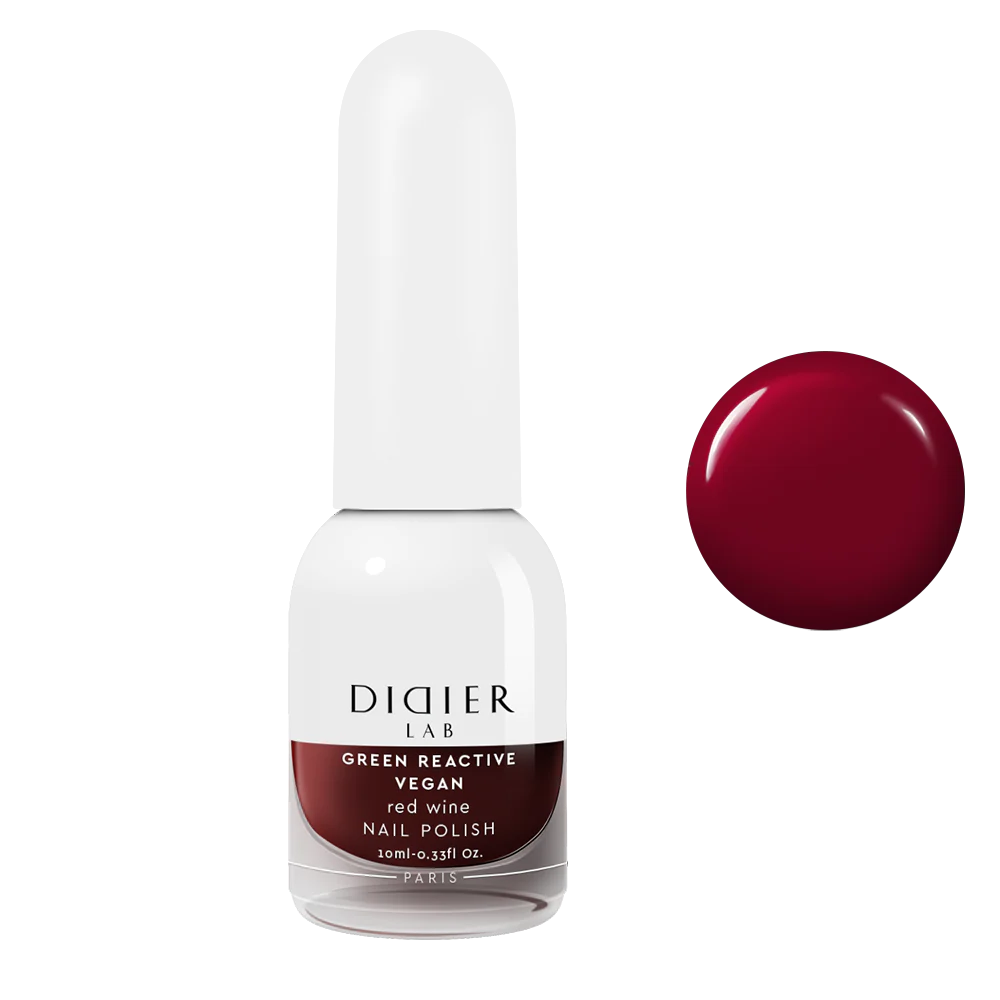 Green Reactive Vegan Nail Polish, Didier Lab, Red Wine, 10 ml
