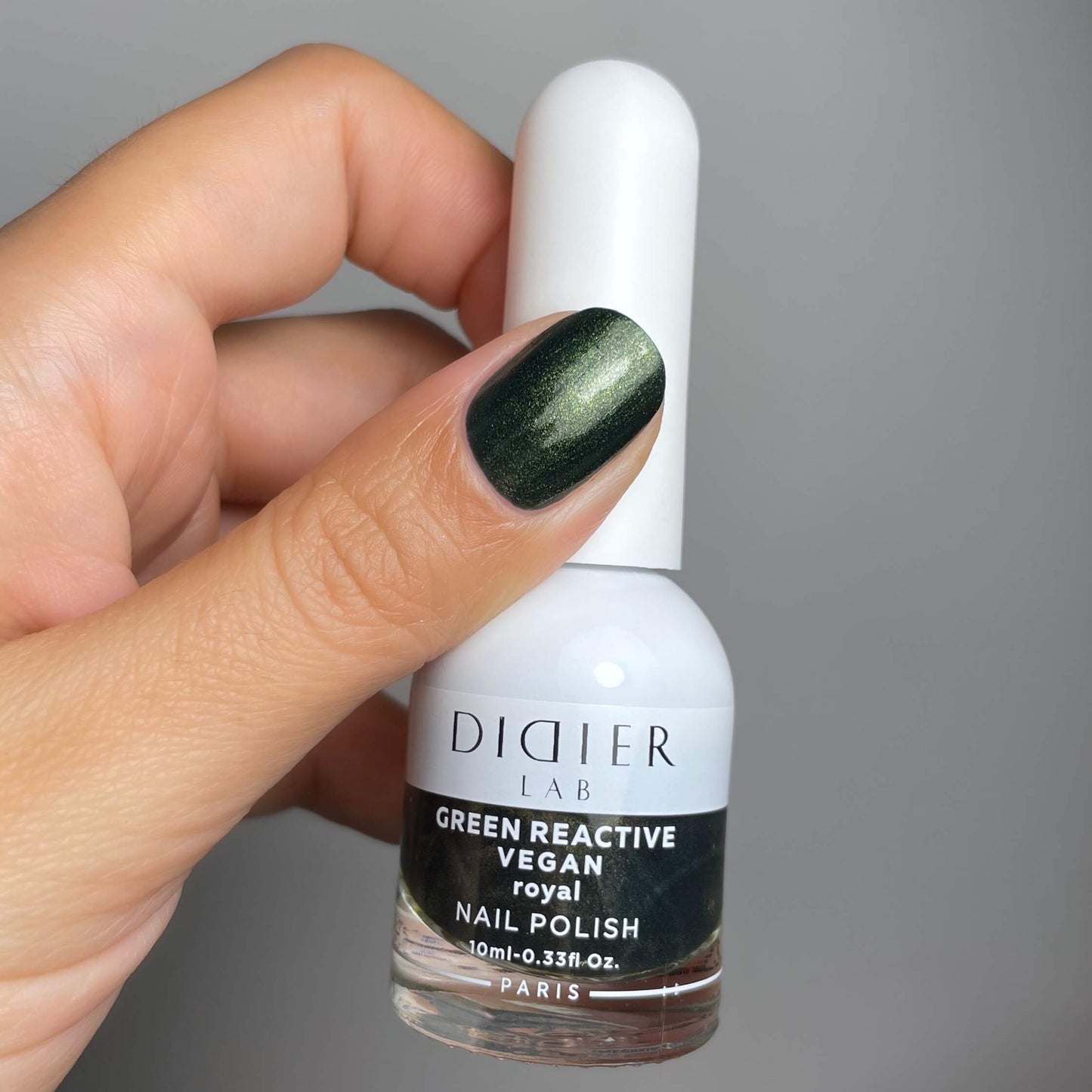Green Reactive Vegan Nail Polish, Didier Lab, Royal, HEMA and TPO free, 10 ml