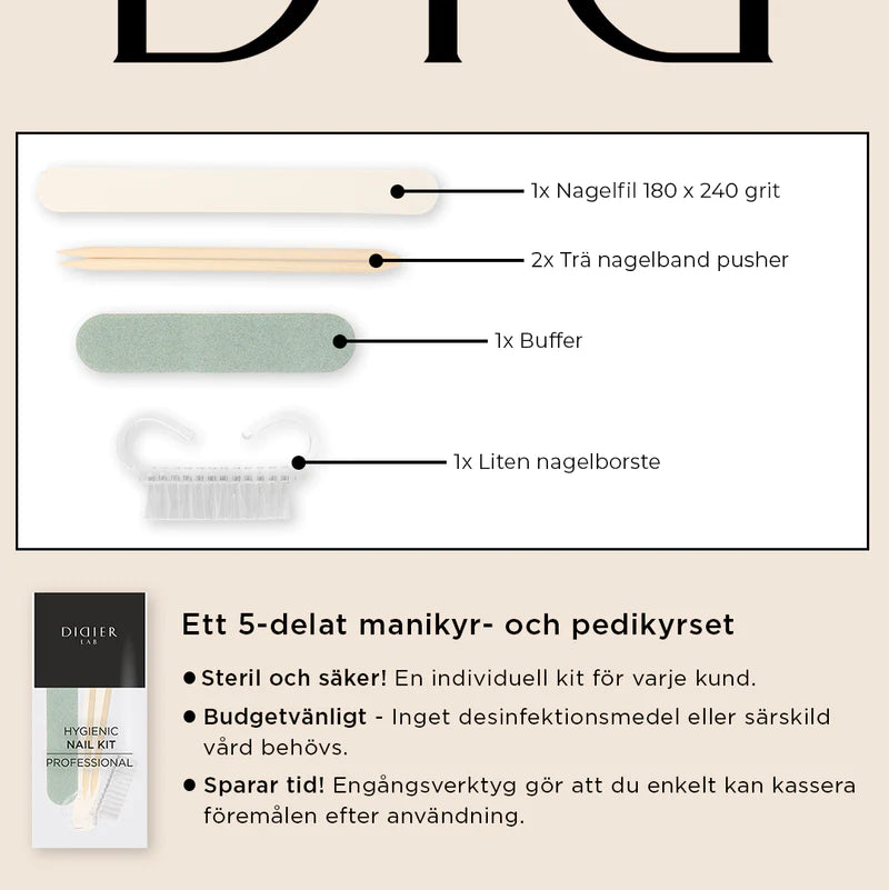 Disposable nail kit "Didier Lab", 5 parts