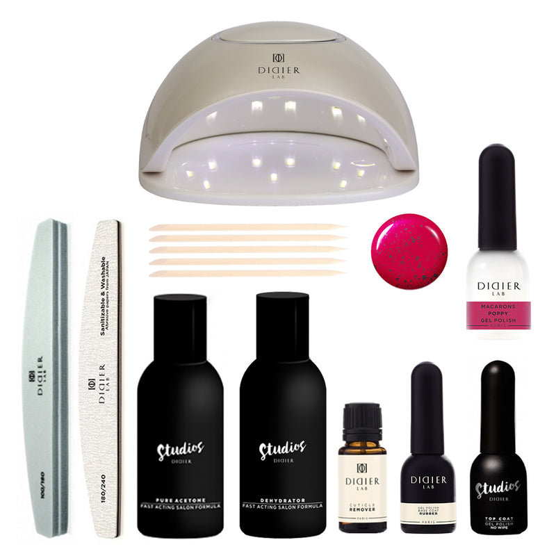 Gel polish manicure set „POPPY“ with UV/LED lamp for beginners